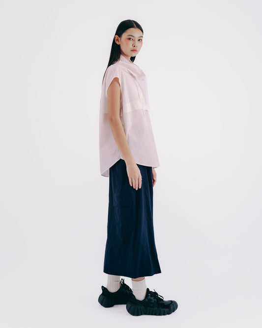 Stylish high-neck layered top (pink)