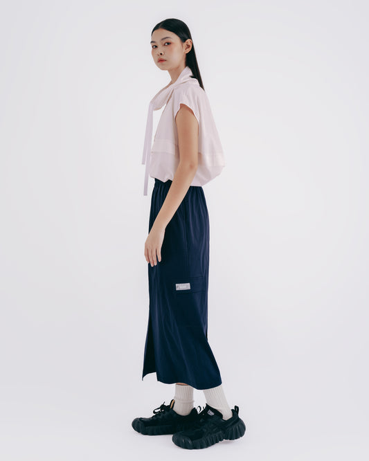 Stylish high-neck layered top (pink)