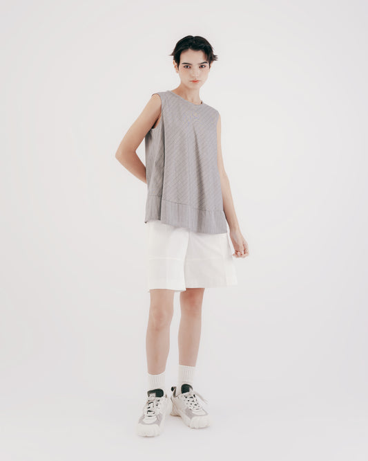 Delicate silver onion striped sleeveless top