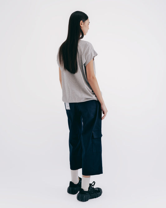 Drop Shoulder Loose Casual Knit Top (Light Gray) 