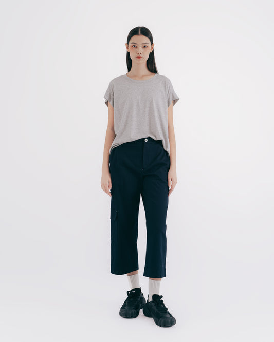 Drop Shoulder Loose Casual Knit Top (Light Gray) 