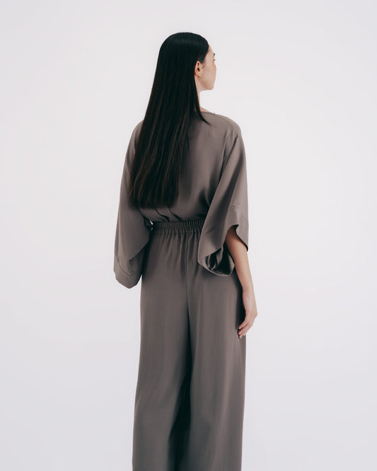 Matte green elasticated wide pants 