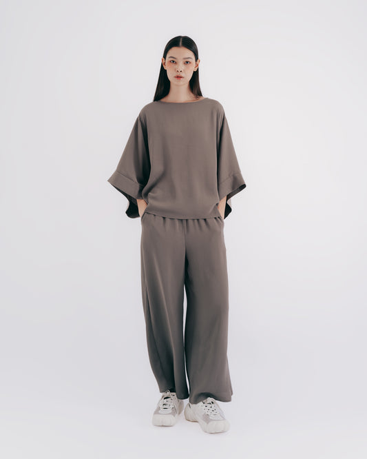 Matte green elasticated wide pants 