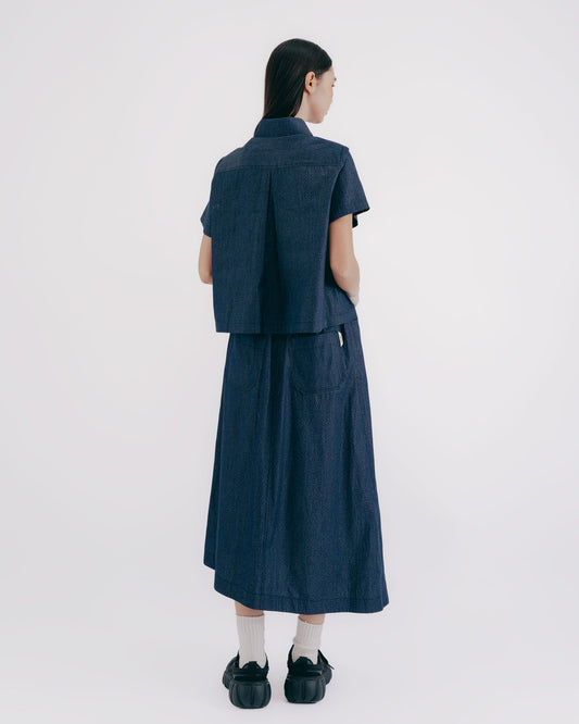 Raindrop jacquard tangent design V-neck shirt