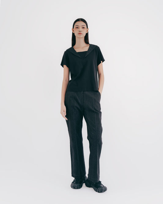 Stylish Sailor Collar Knit Top (Black) 