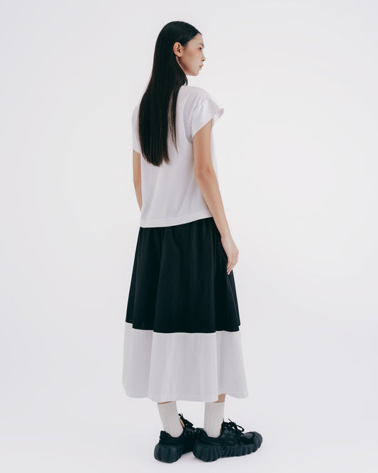 Boat Neck Small Sleeve Knit Top (White)