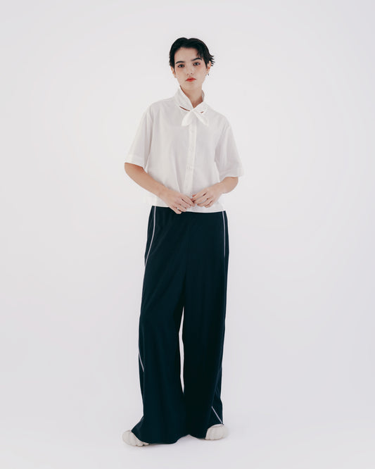 Diamond Pattern Sailor Bow Tie Top (White)