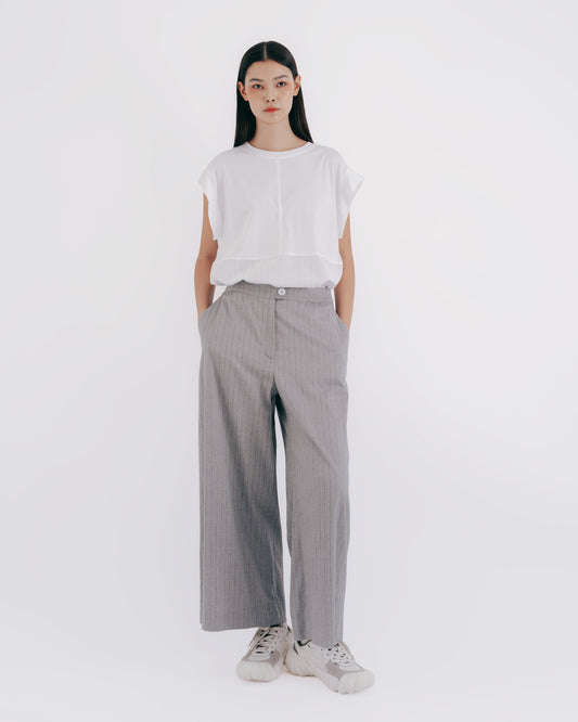 Lightweight patchwork knitted top (white)