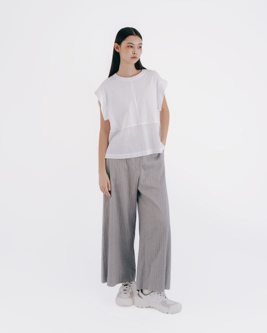Lightweight patchwork knitted top (white)