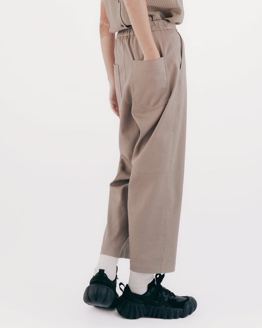 Stitched Denim Tapered Pants (Gray-Green) 
