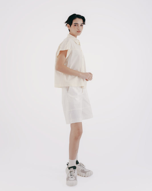 Cotton Raglan Short Sleeve Shirt (Light Yellow) 