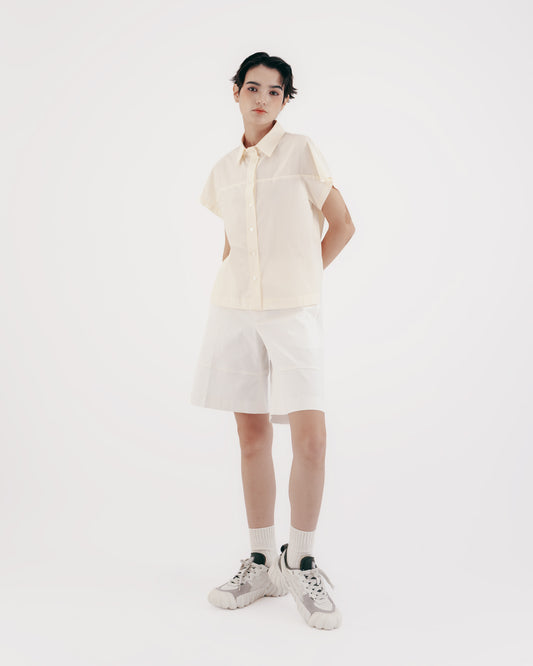 Cotton Raglan Short Sleeve Shirt (Light Yellow) 