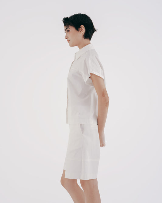 Cotton Raglan Short Sleeve Shirt (White) 