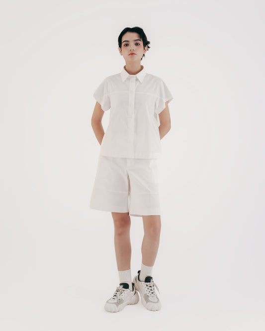 Cotton Raglan Short Sleeve Shirt (White) 