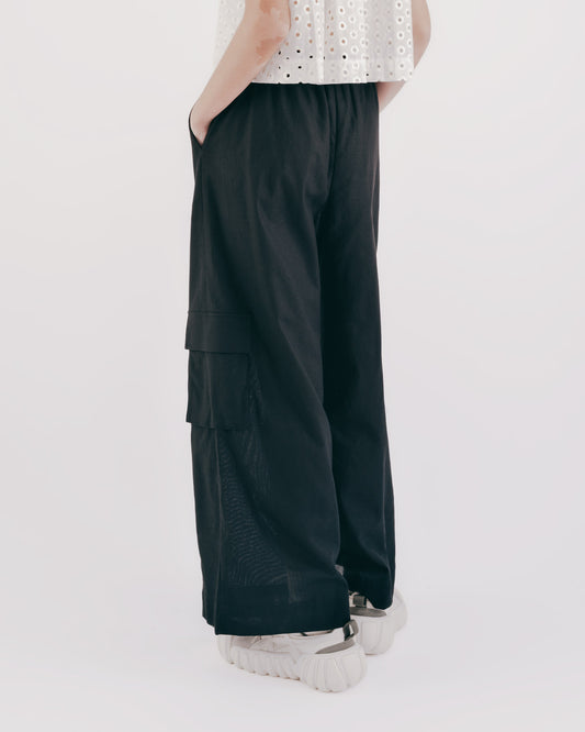 Diamond-weave tangent work pants (black) 