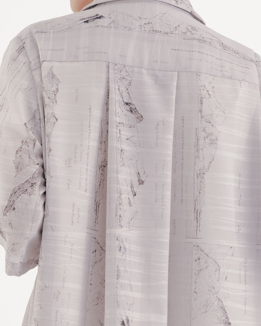 FORMOSA long cardigan with printed collar and tie