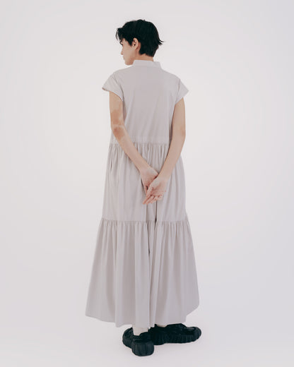 Japanese-style drawstring cake skirt dress (striped) 