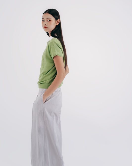 One-piece polka dot knit top (green)