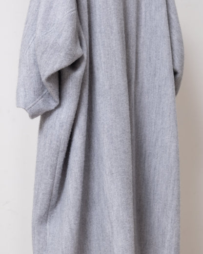 落肩長版毛呢大衣(淺灰)