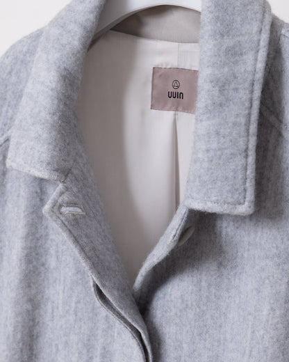 落肩長版毛呢大衣(淺灰)