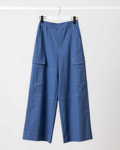 寶藍工裝彈性寬褲