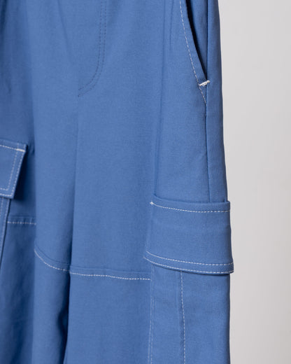 寶藍工裝彈性寬褲