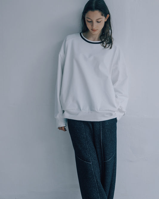 拼接寬版垂墜長褲(黑色)