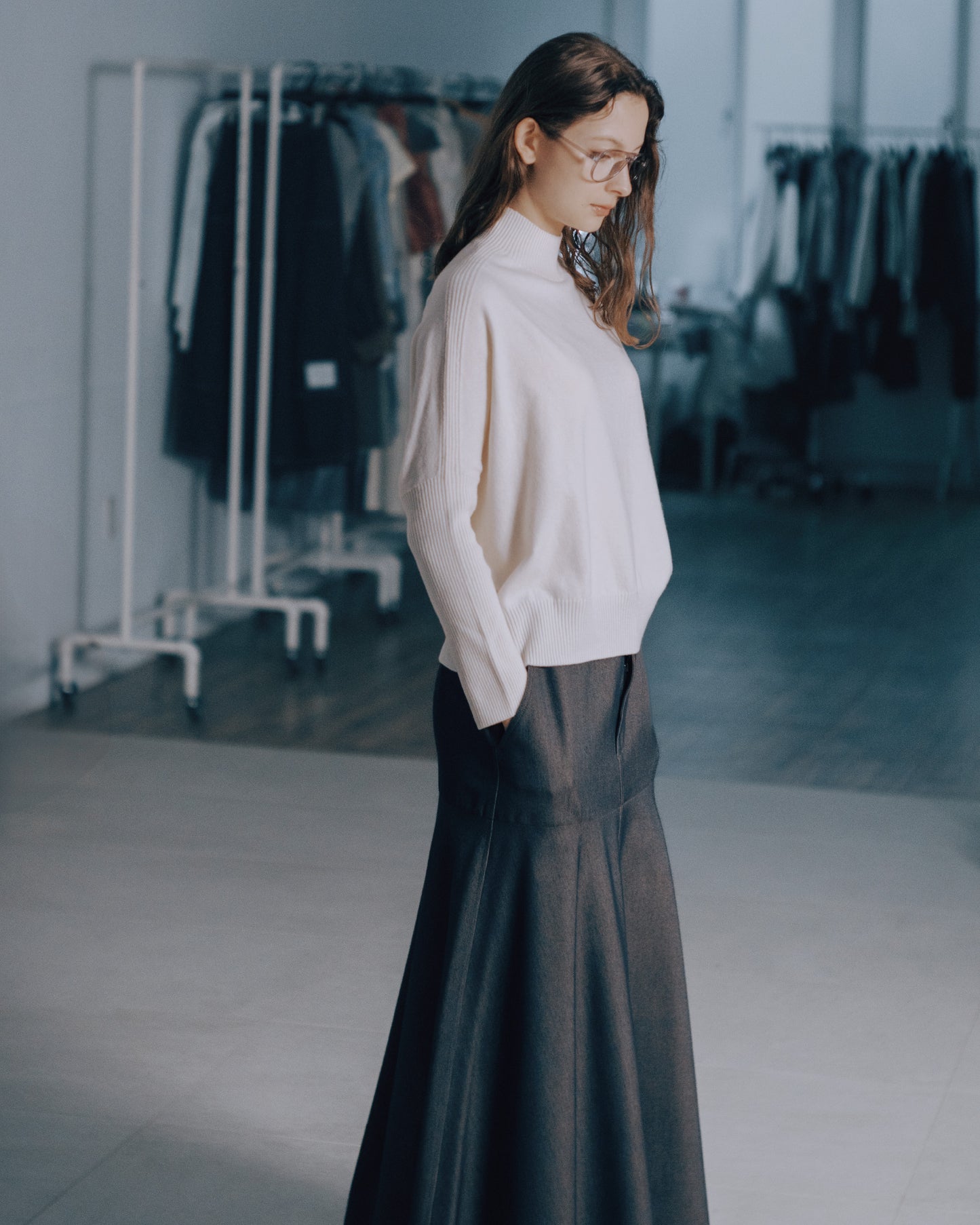 黑咖牛仔拼接魚尾長裙