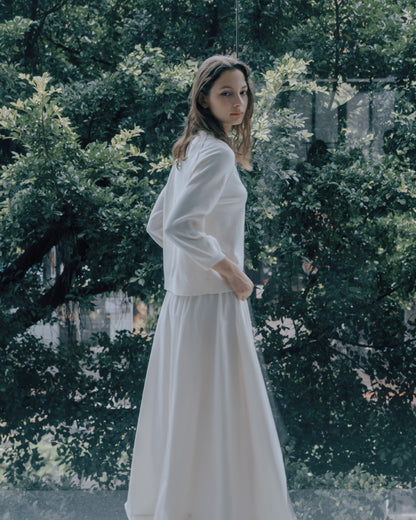 錐角泡泡圓裙(白色)