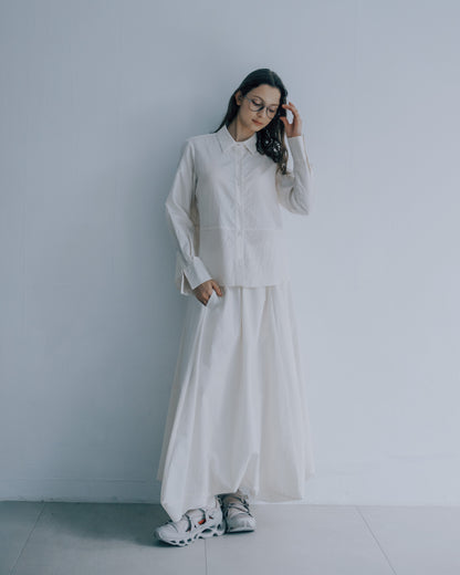 錐角泡泡圓裙(白色)