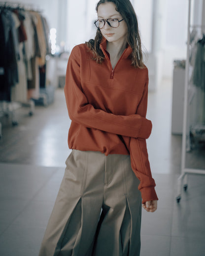 結構剪裁立領上衣(磚紅)