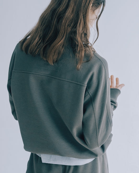 結構剪裁立領上衣(深灰綠)