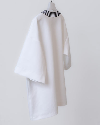 條紋落肩上衣(白色)
