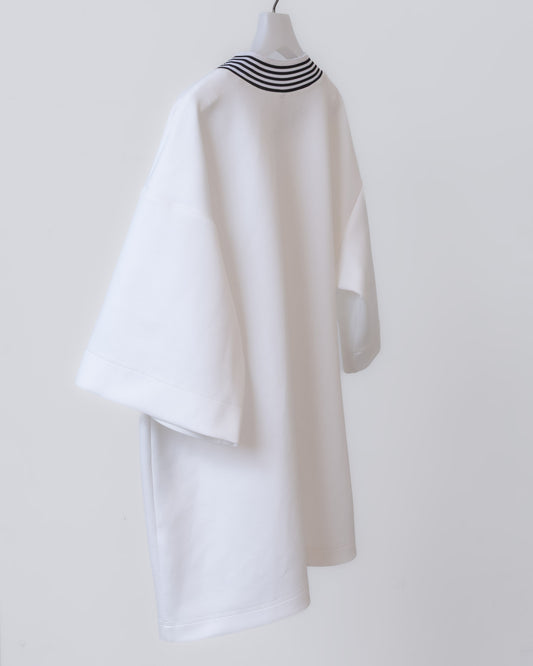 條紋落肩上衣(白色)