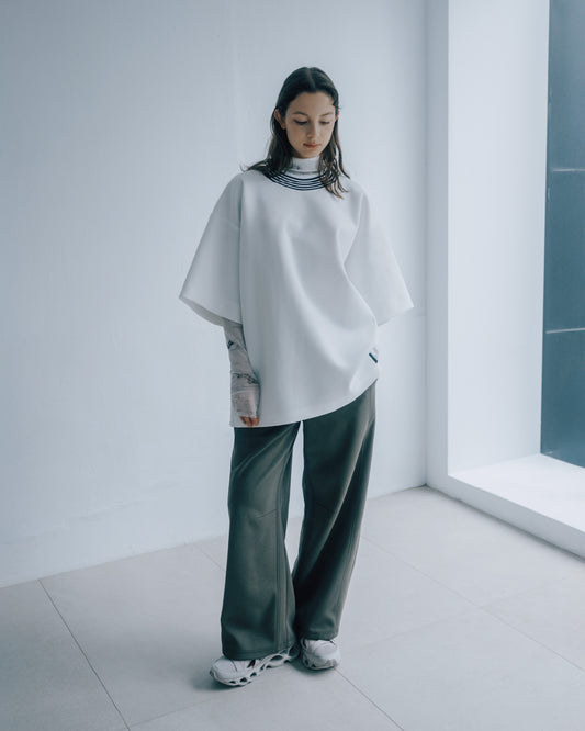 條紋落肩上衣(白色)