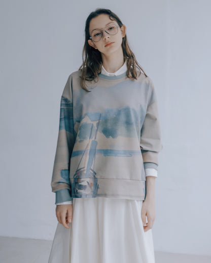 港口印花長袖上衣