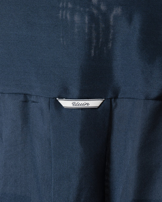 Silk cotton short-sleeved shirt (dark blue) 