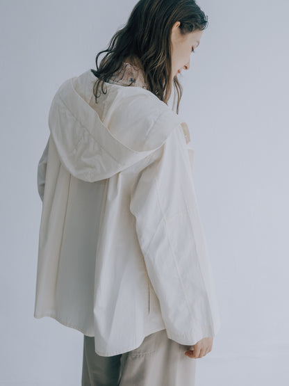Textured pure cotton hooded windbreaker (off-white) 