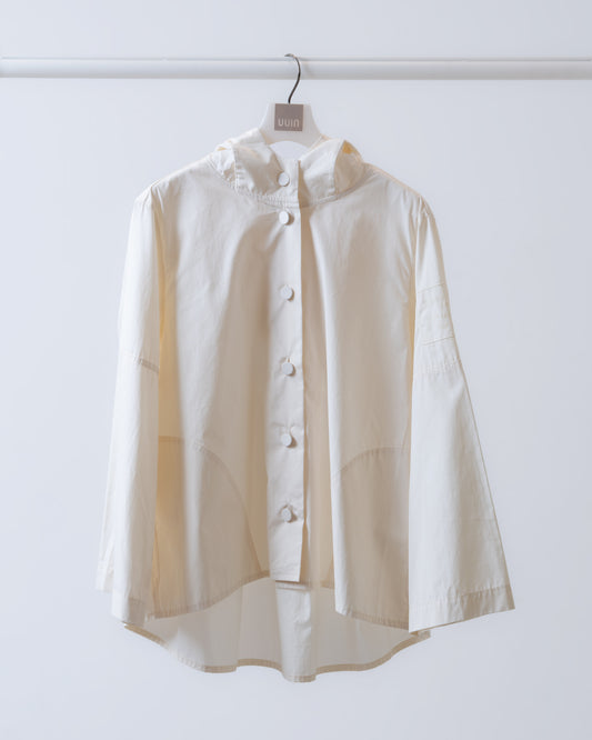 Textured pure cotton hooded windbreaker (off-white) 