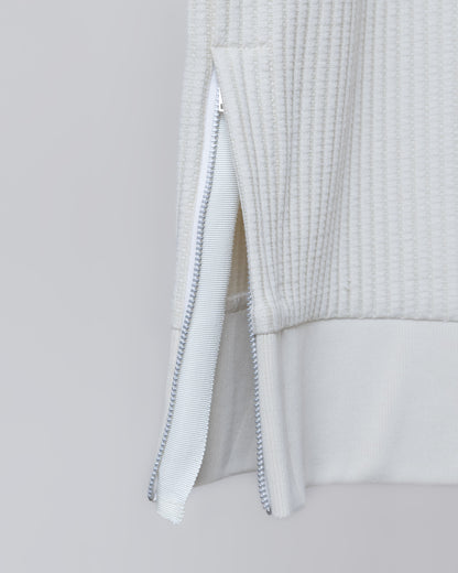 格紋織感圓領上衣(米黃)