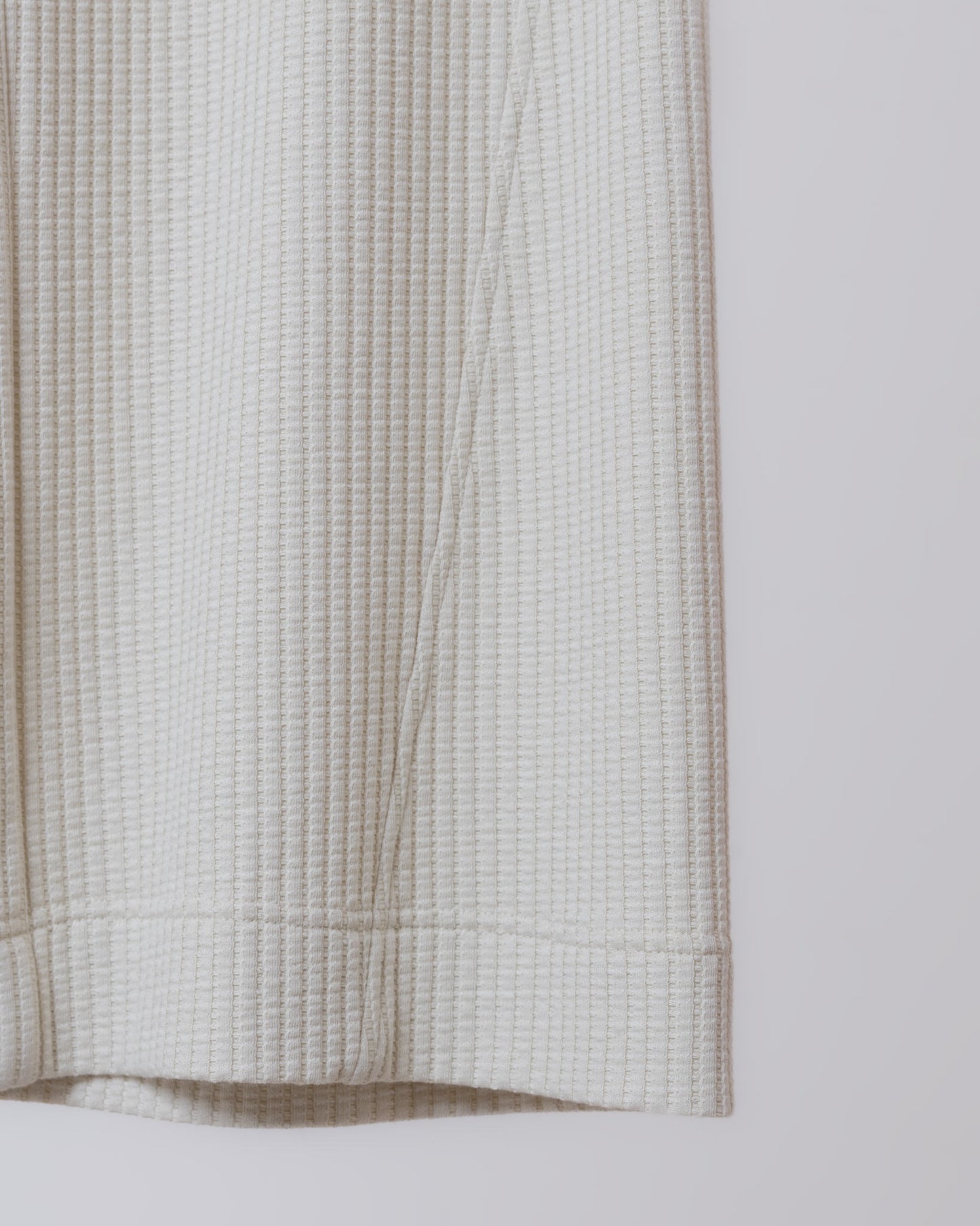 立體格紋針織寬褲(米黃)