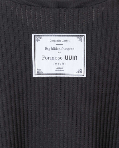 格紋織感圓領上衣(黑色)