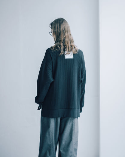 格紋織感圓領上衣(黑色)