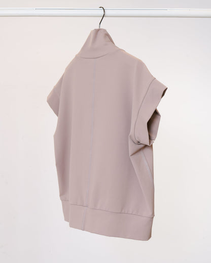 撞色高領剪接無袖上衣