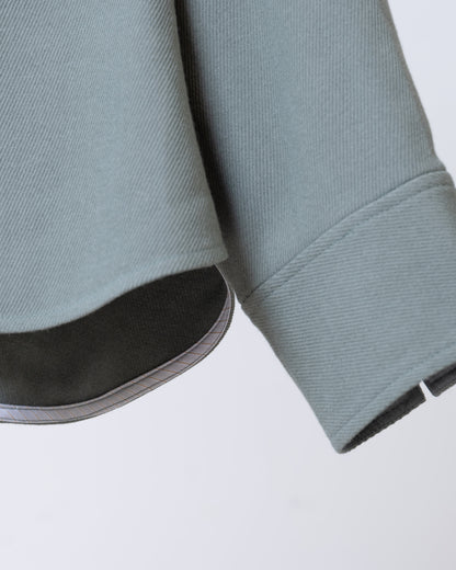 純色弧形剪裁長袖上衣(綠色)