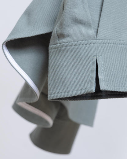 純色弧形剪裁長袖上衣(綠色)