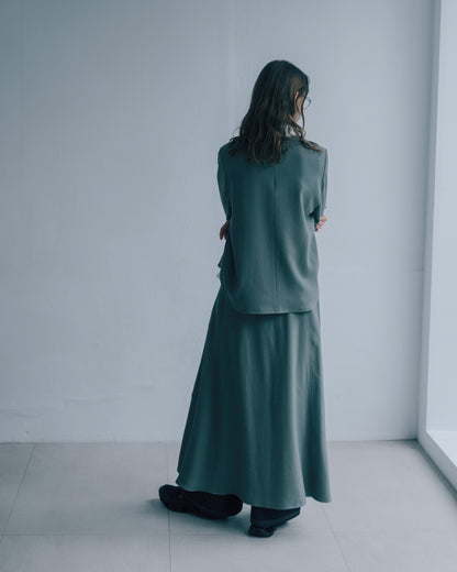 純色斜紋拼接A字裙