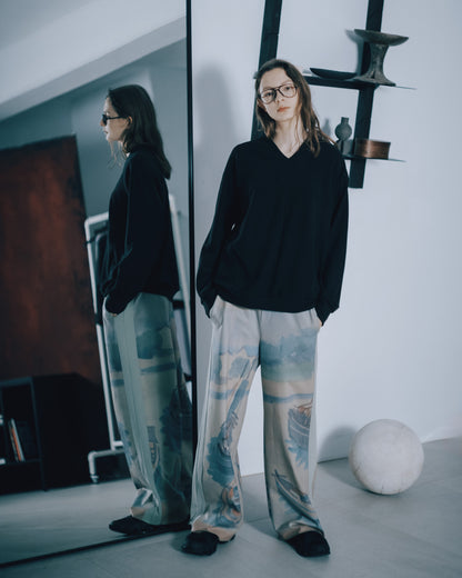 藝術家倪蔣懷手稿剪接寬褲(印花)