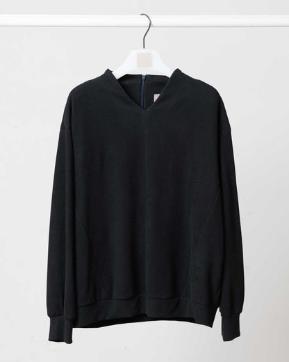 V領開口寬鬆上衣(黑色)