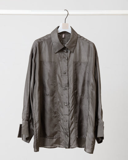 霧光壓線口袋襯衫